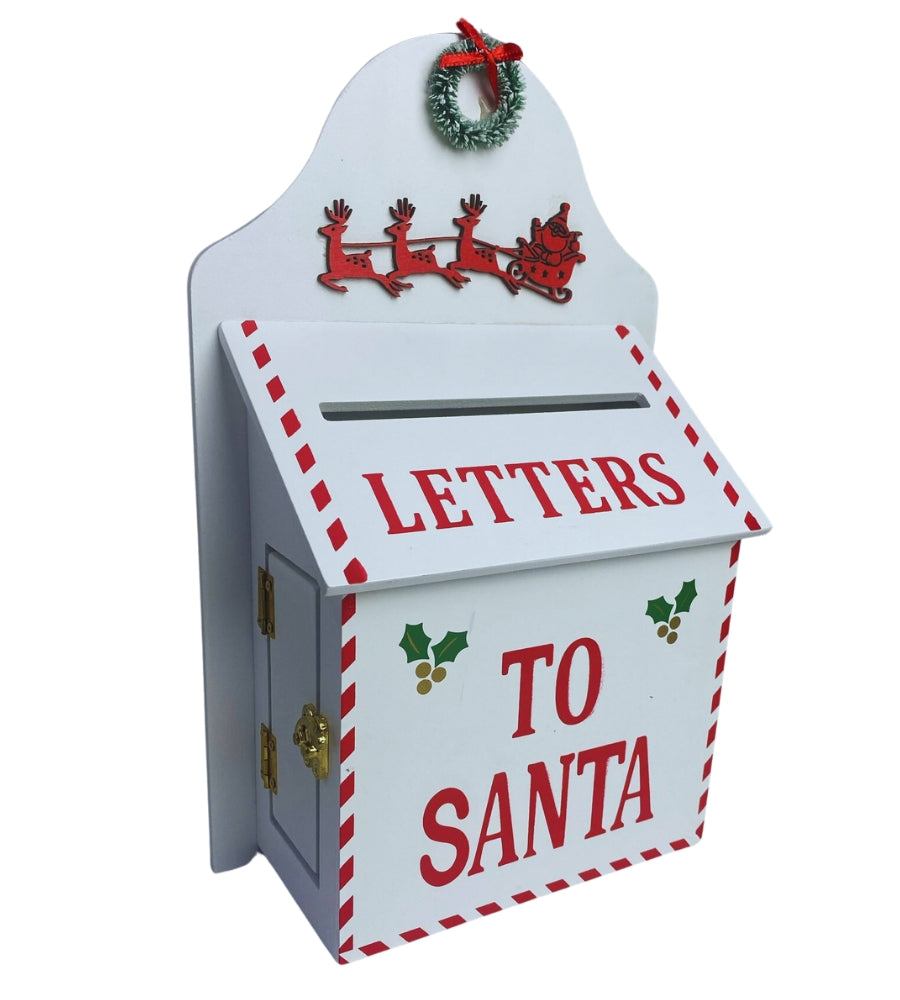Cassetta Lettere di Babbo Natale in Legno 32 x 20 cm Buca Postale Natalizia