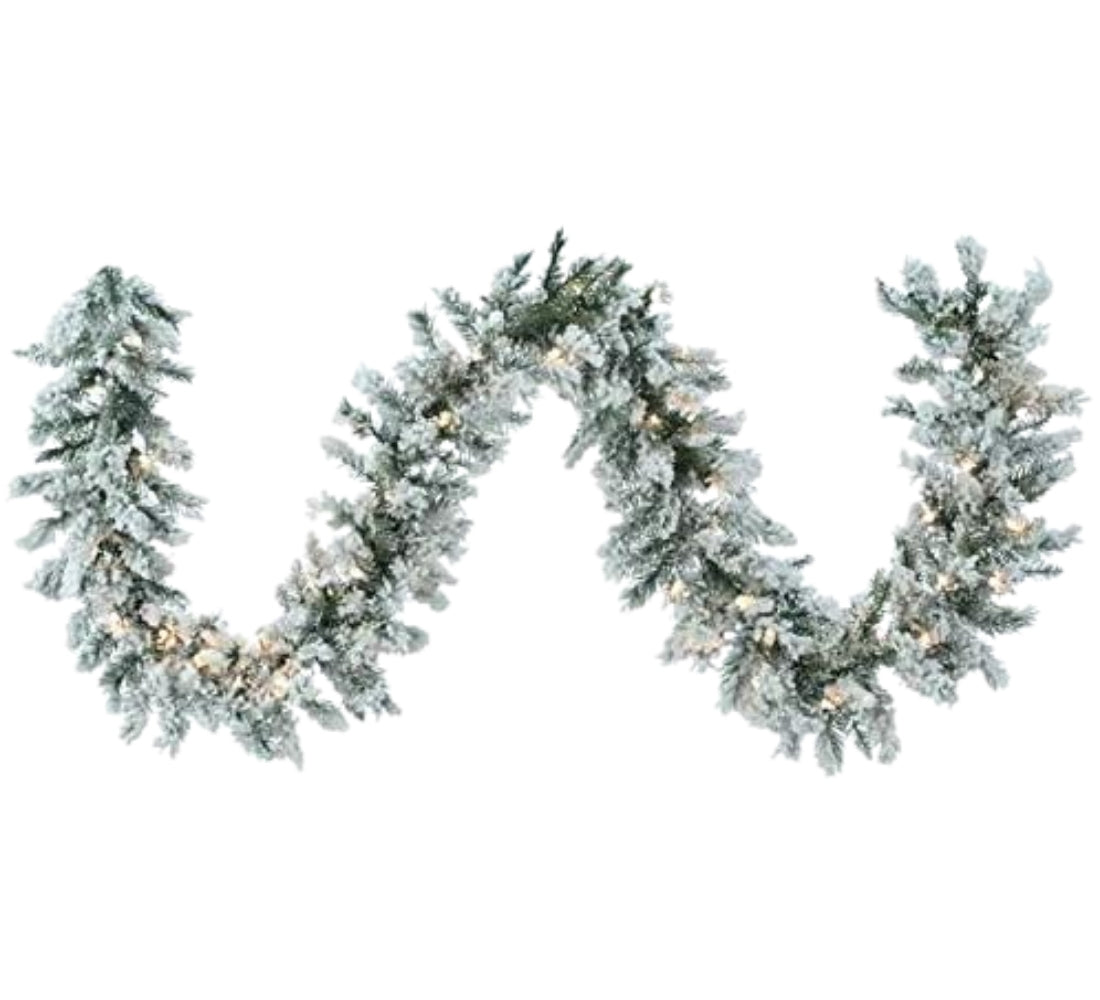 Ghirlanda Luminosa tralcio Verde innevato con luci 180 cm 120 Rami LED Luce Calda