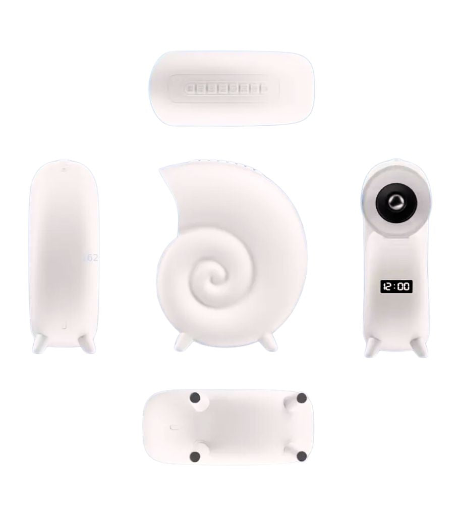 Cassa Speaker BT Lampada LED RGB Conchiglia con Orologio Display e Sveglia