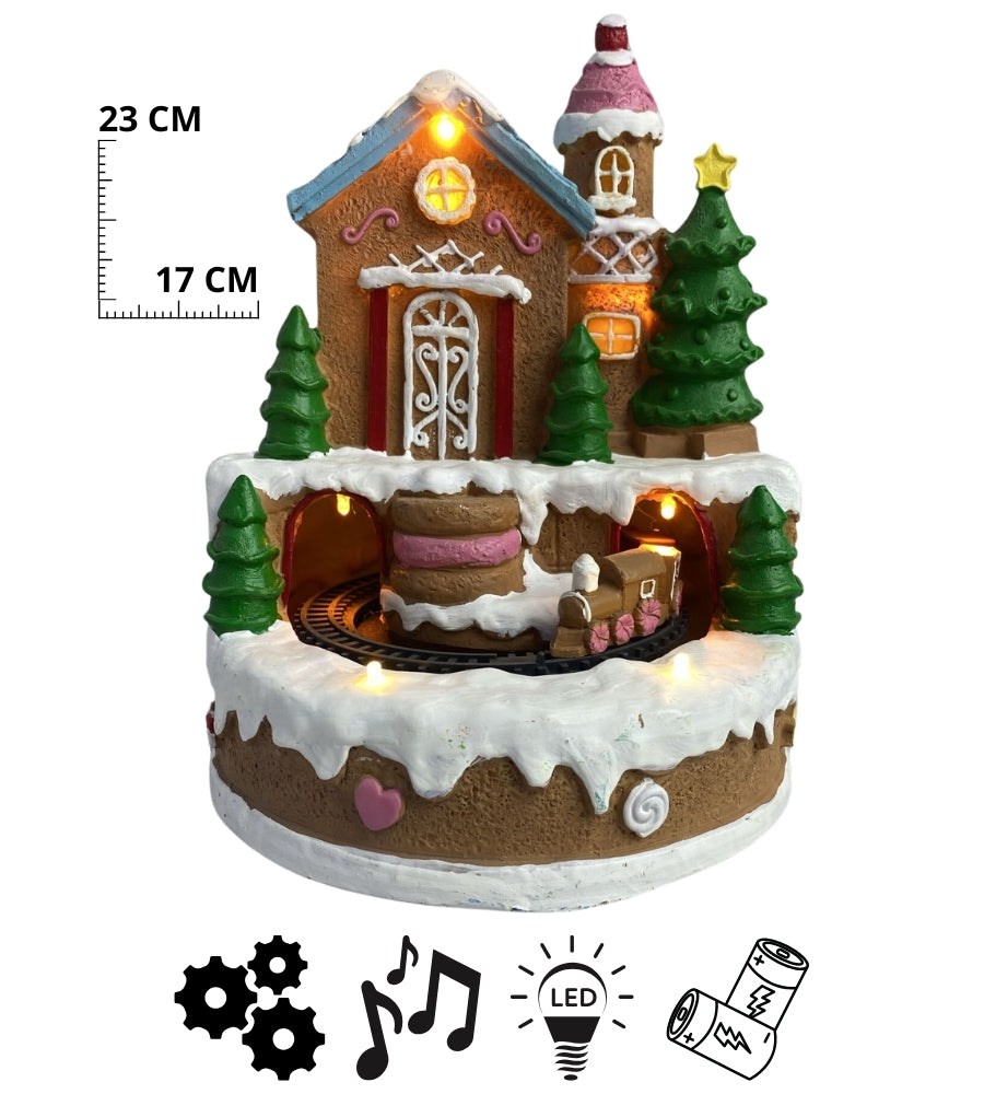 Villaggio Natalizio Scenario di Natale Cake Trenino con Suoni Movimento LED