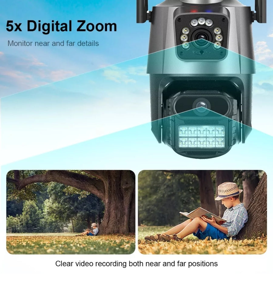 Telecamera WiFi ICSEE Sicurezza Motorizzata 4K Doppio Obiettivo Esterno IP66