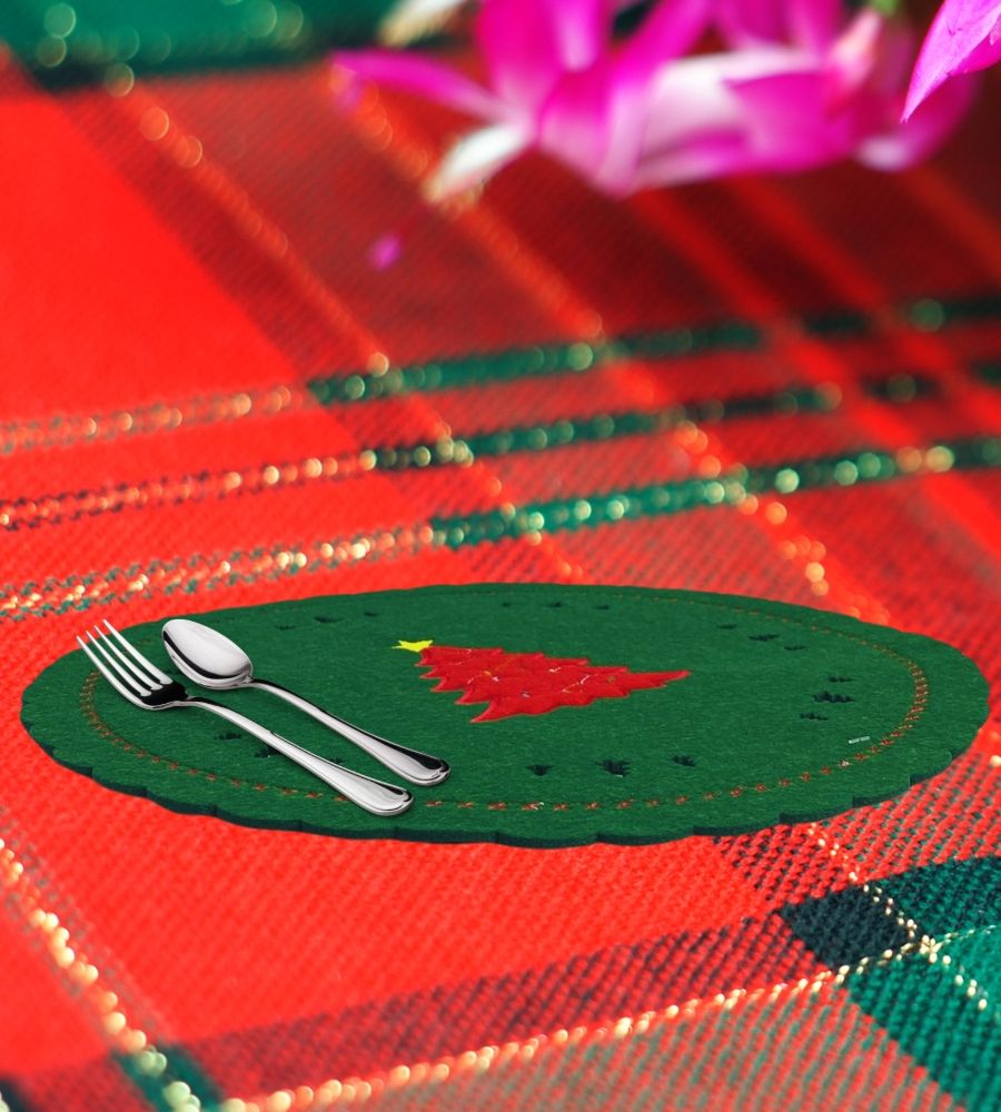 Pack 4 Sottopiatti Natalizi in Feltro Buone Feste Decorazioni Tavola 30 cm Addobbi Natale