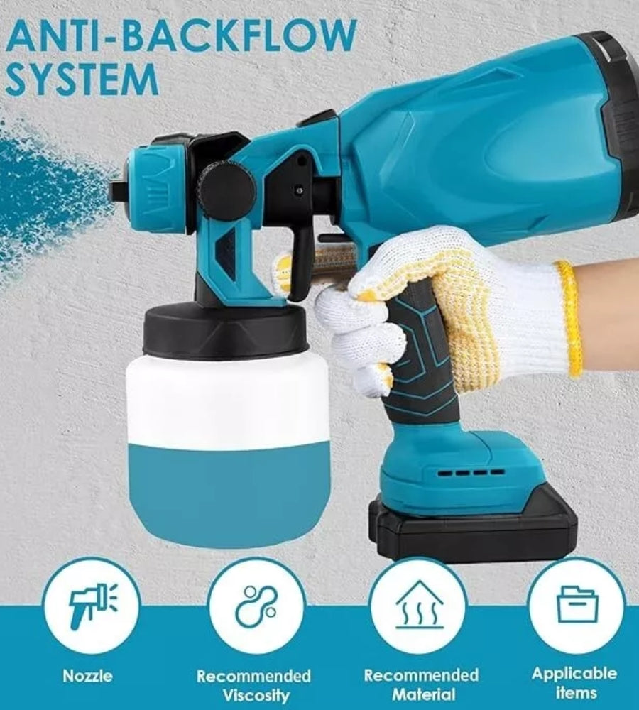 Pistola a Spruzzo Elettrica per Vernice Doppia Batteria 48V Serbatoio 800ML
