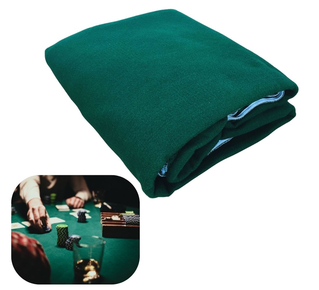 Copritavolo da Gioco Panno Verde con Elastico Tappeto Tavolo Poker 180 x 140 cm