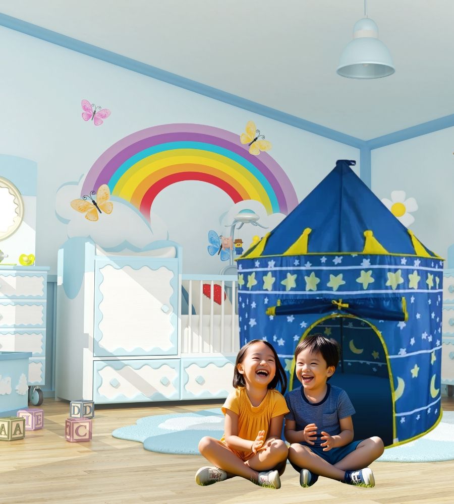 Tenda da Gioco Bambino Palazzo Blu Castello Magia Casa Giardino 135 x 105 cm