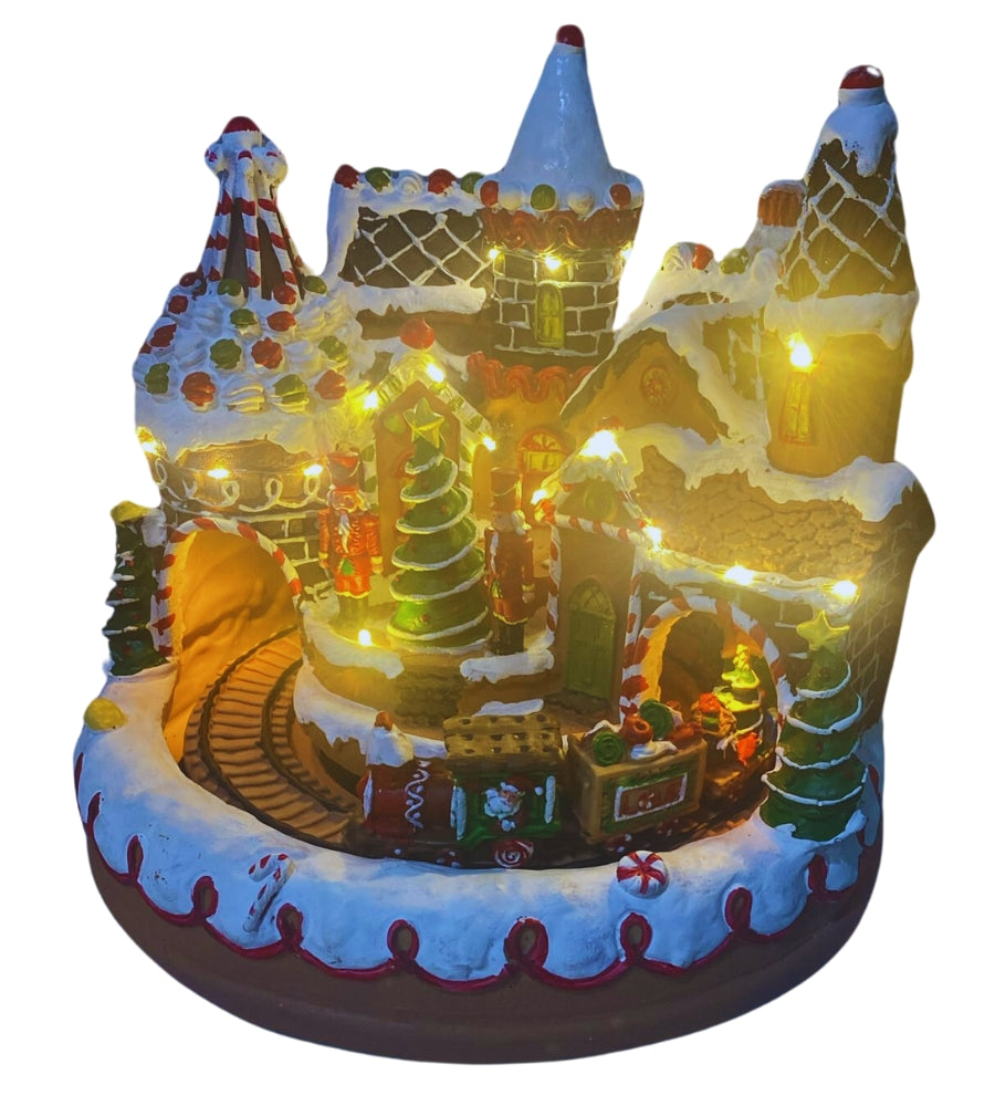 Scenario Natalizio Villaggio Babbo Natale Cake Treno Luci Suoni e Movimento