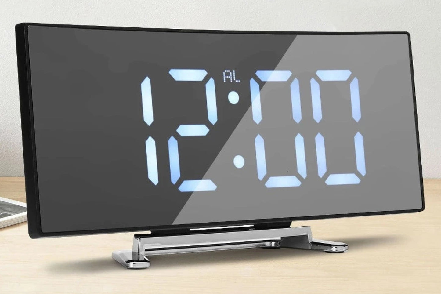 Orologio da Tavolo Digitale Sveglia a Specchio LCD con Termometro Datario USB