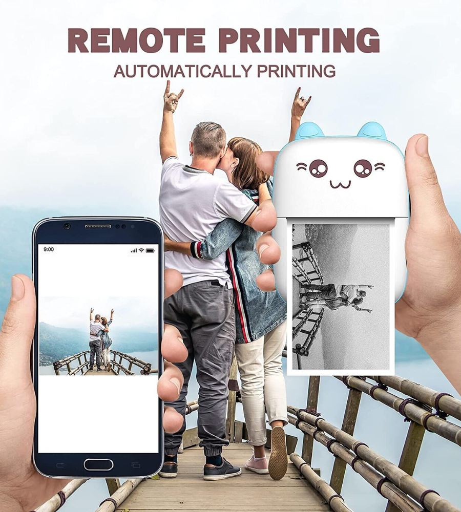 Stampante Mini Fotografica Termica BT Senza Fili APP Ios Android + 11 Rotolini