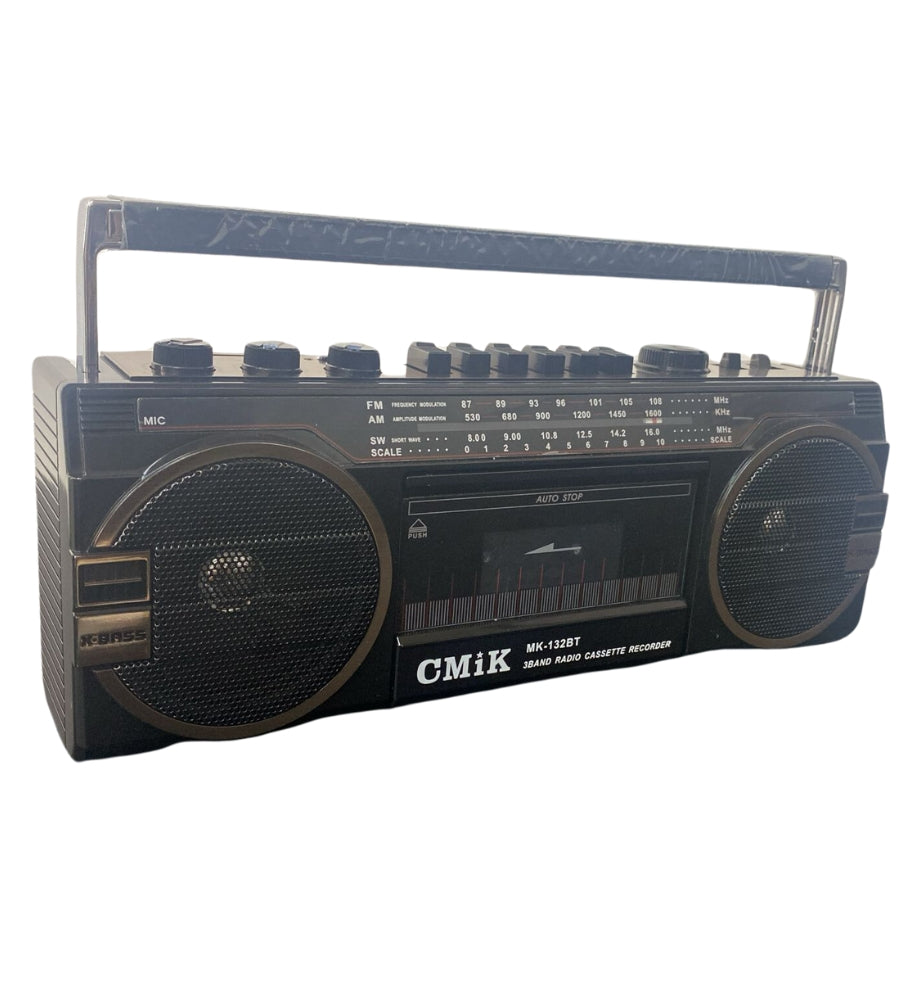 Stereo Portatile Bluetooth Boombox Radio Cassette REC Portatile o Cavo FM-AM