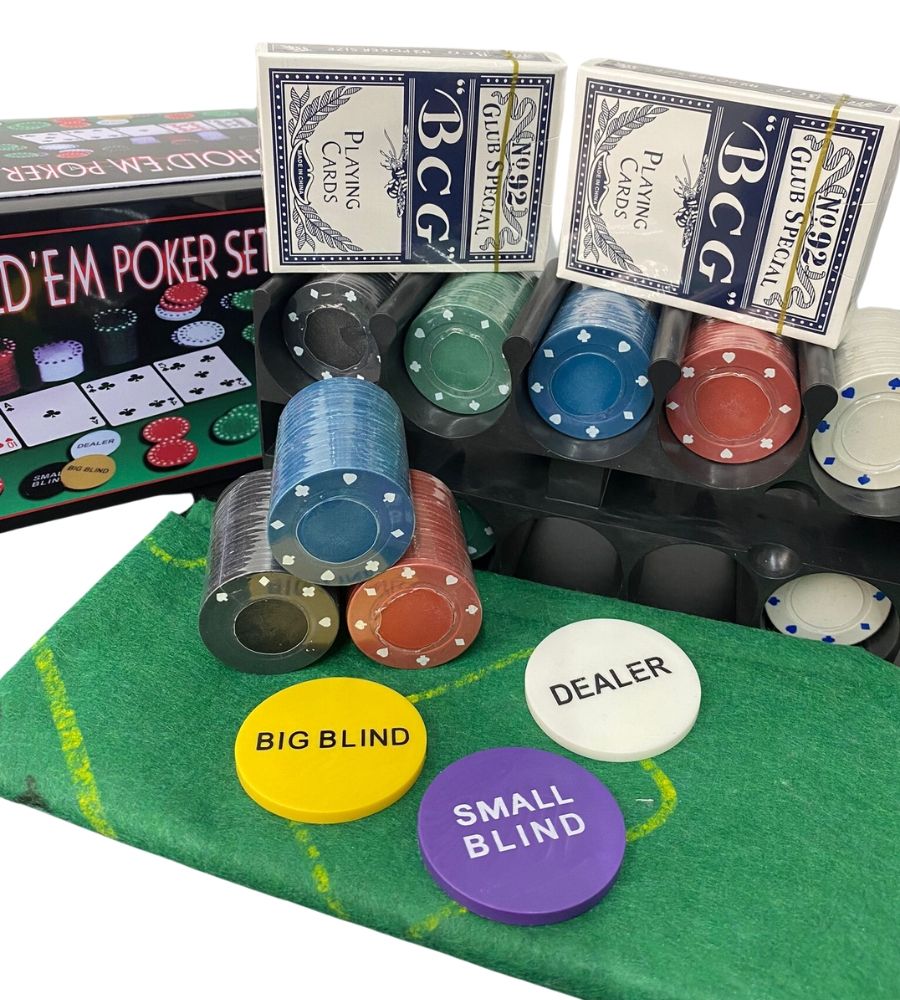 200 Fiches da Poker Tappeto Carte Dealer Gettoni Texas Holdem Black Jack