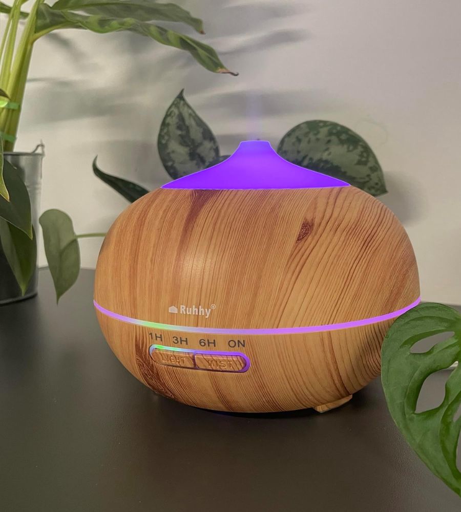 Diffusore di Aromi con 2 Oli Essenziali Ultrasuoni Luce Led Timer Telecomando