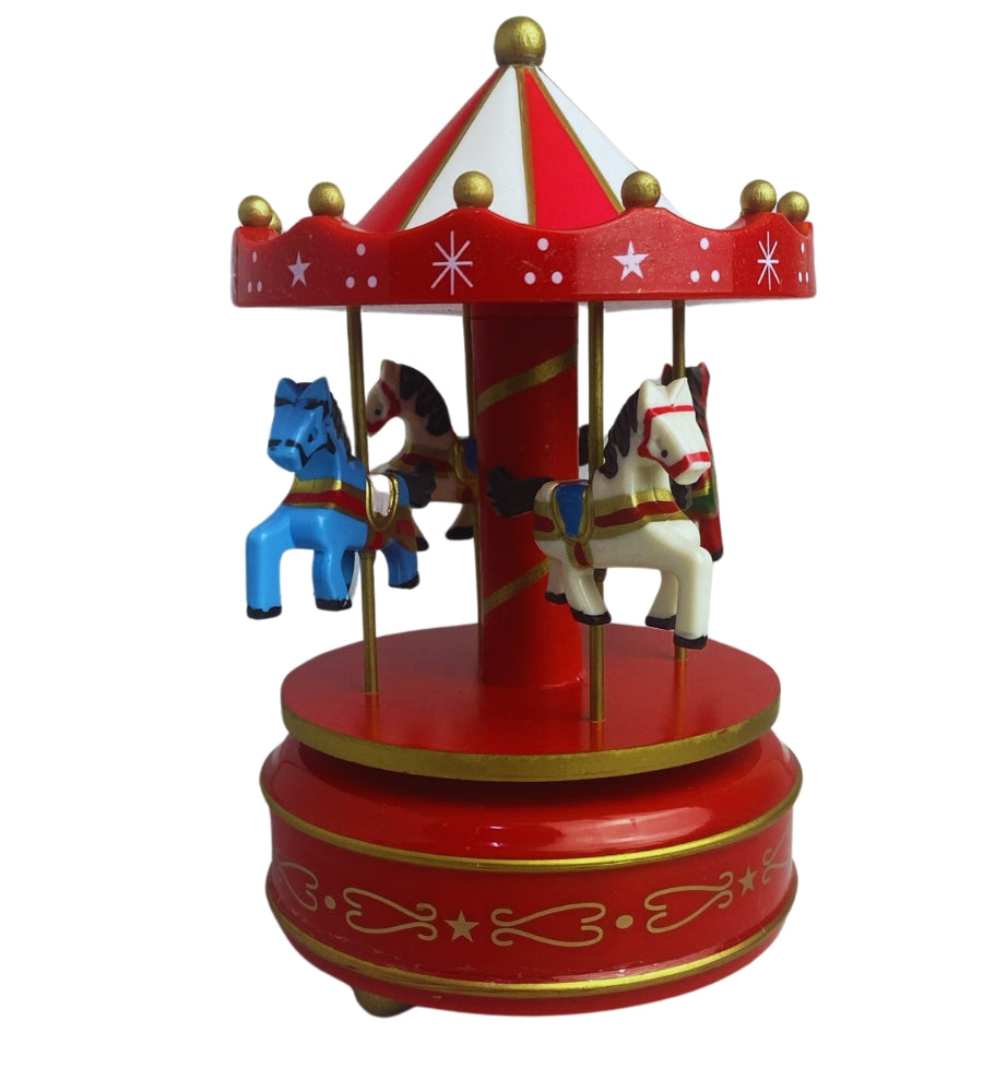 Carillon a Corda Giostrina con Cavalli Natalizia Melodia e Movimento 18 x 11 cm