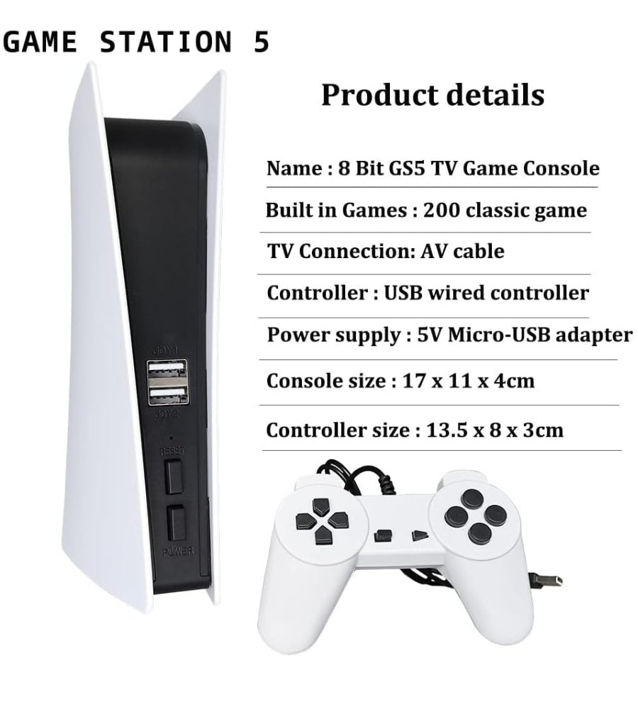 Console Game Station 5 con 200 Giochi Videogioco Retro' 2 Controller Cablati