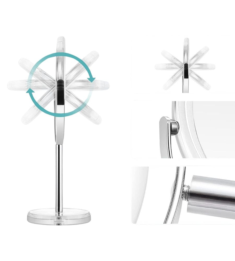 Specchio Cosmetico da TavoloTrucco Led 20 cm Drimmerabile Ingrandimento 10 x