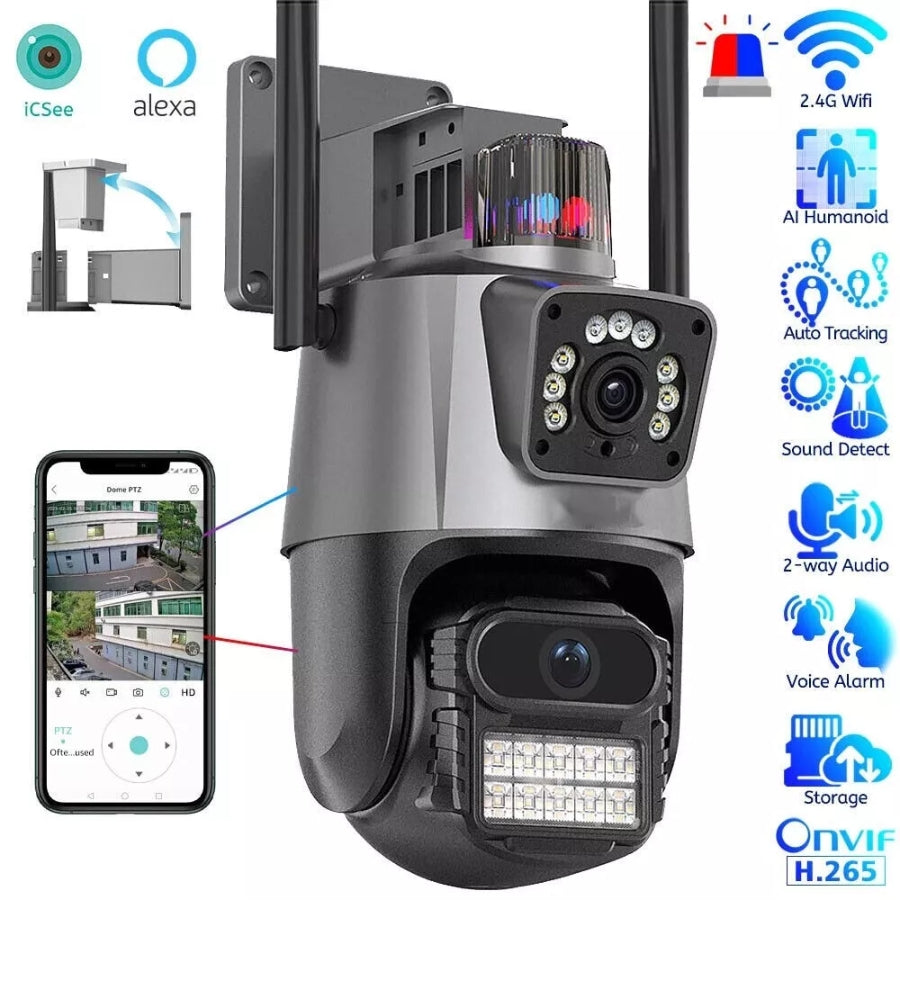 Telecamera WiFi ICSEE Sicurezza Motorizzata 4K Doppio Obiettivo Esterno IP66