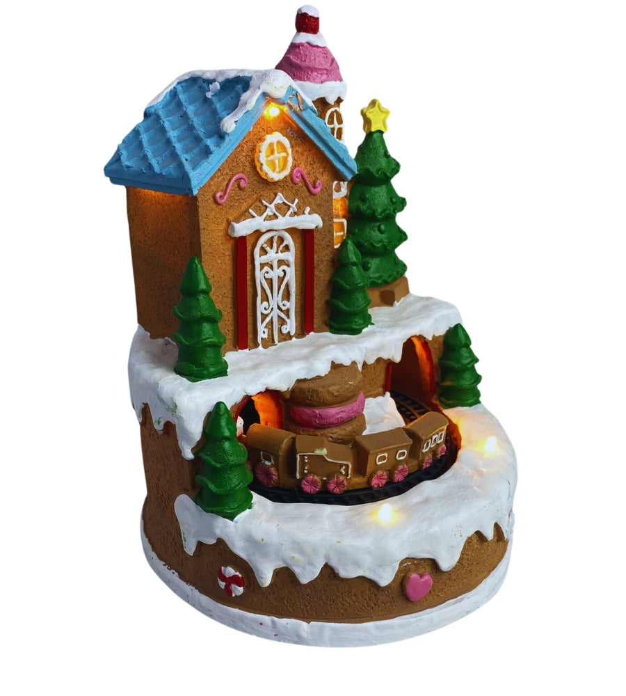 Villaggio Natalizio Scenario di Natale Cake Trenino con Suoni Movimento LED