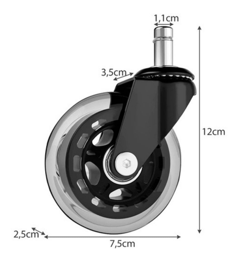 Set 5 Ruote per Sedia da Ufficio Rotelle Nere Kit Ricambio Poltrona Gaming 5 pz