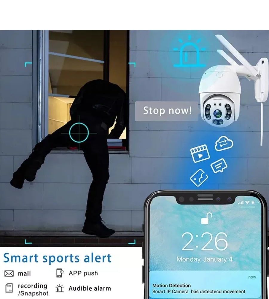 Telecamera IP Cam PTZ WiFi Esterna Motorizzata Sorveglianza Smart App ICSEE