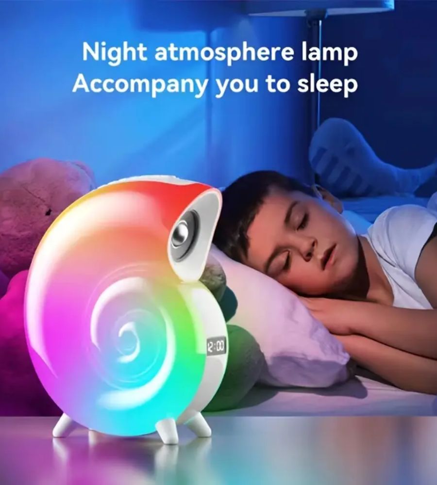 Cassa Speaker BT Lampada LED RGB Conchiglia con Orologio Display e Sveglia
