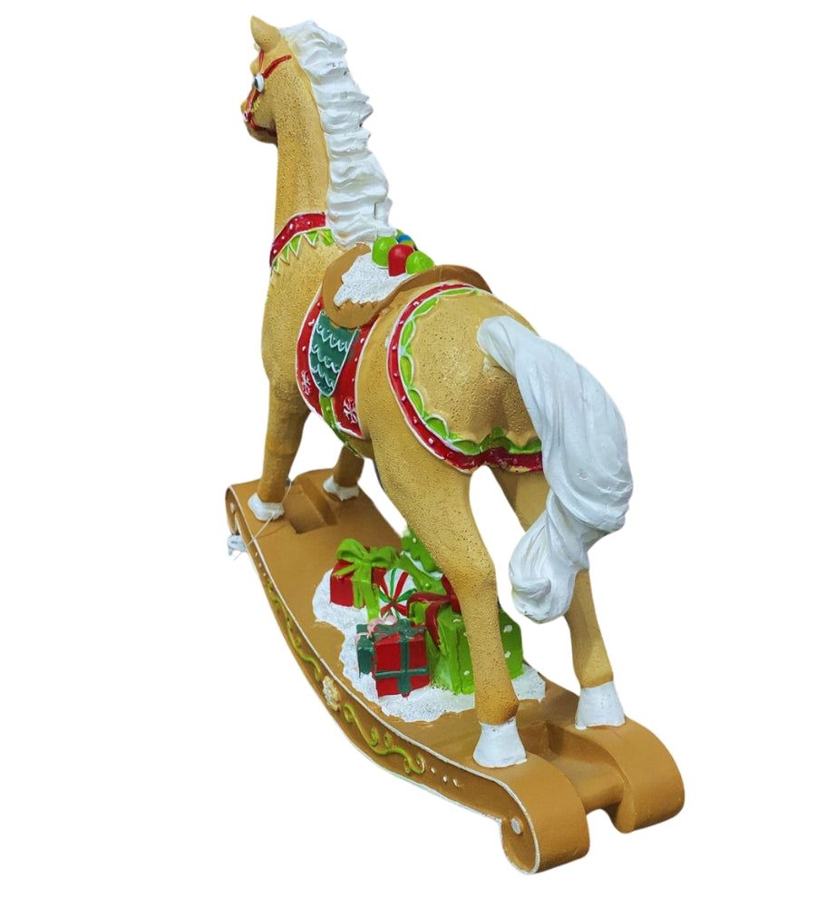 Cavallo a Dondolo Statuina Natalizia Vintage 26 X 24 cm Decorazioni di Natale