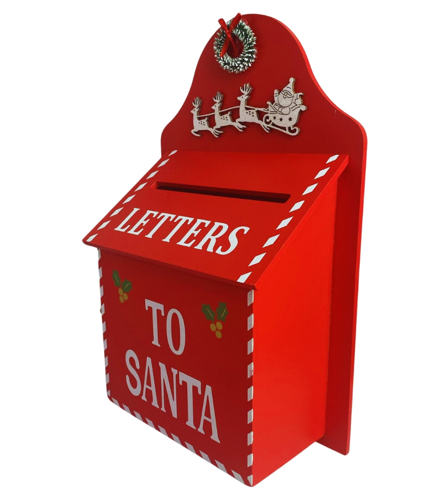 Cassetta Lettere di Babbo Natale in Legno 32 x 20 cm Buca Postale Natalizia