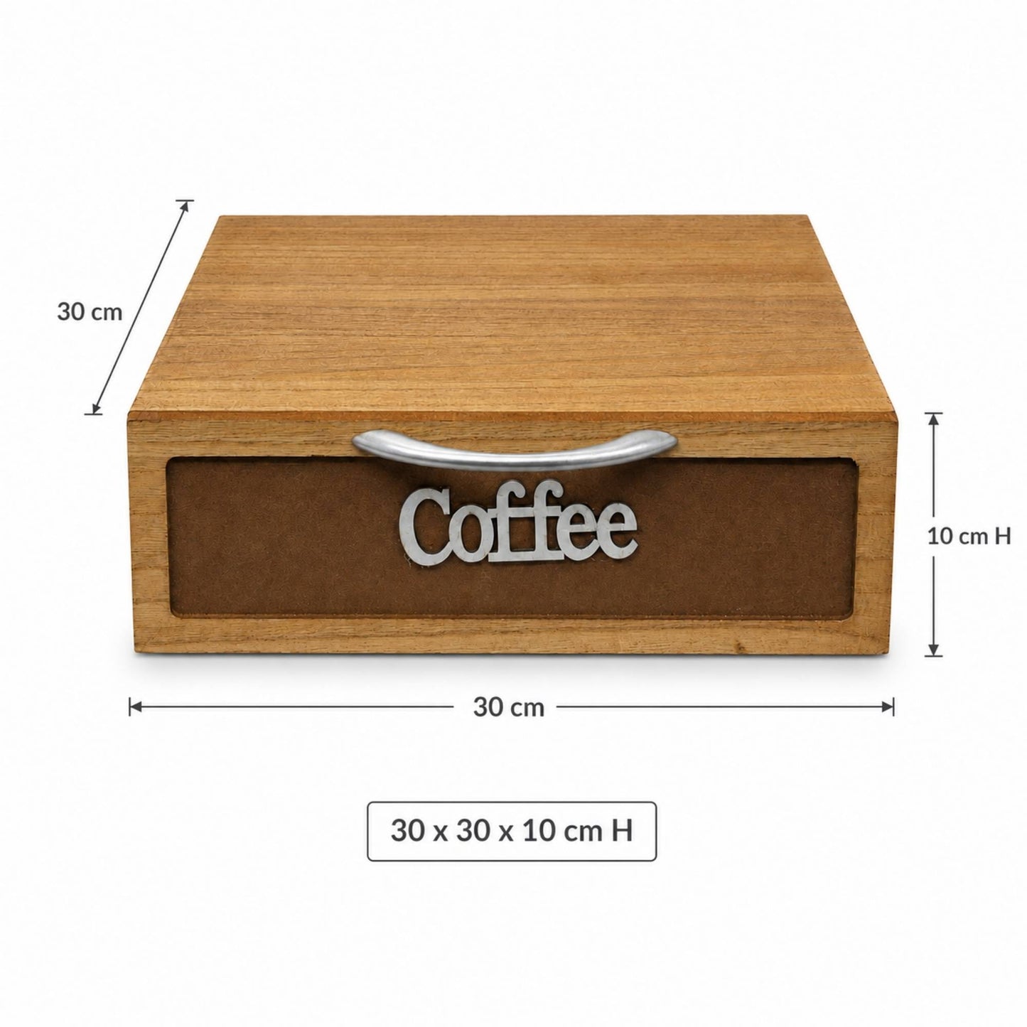 Cassetto Porta Cialde e Capsule Caffè 3 Scomparti Legno Scuro 30x30x10 cm