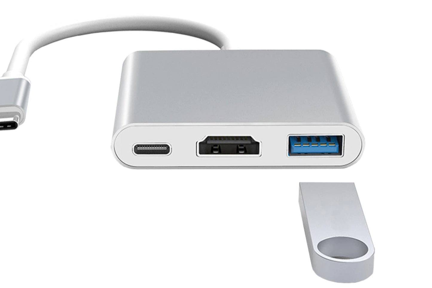 Adattatore 3 in 1 HUB USB Type C Ingresso HDMI Full HD USB 3.0 USB Type C Slim