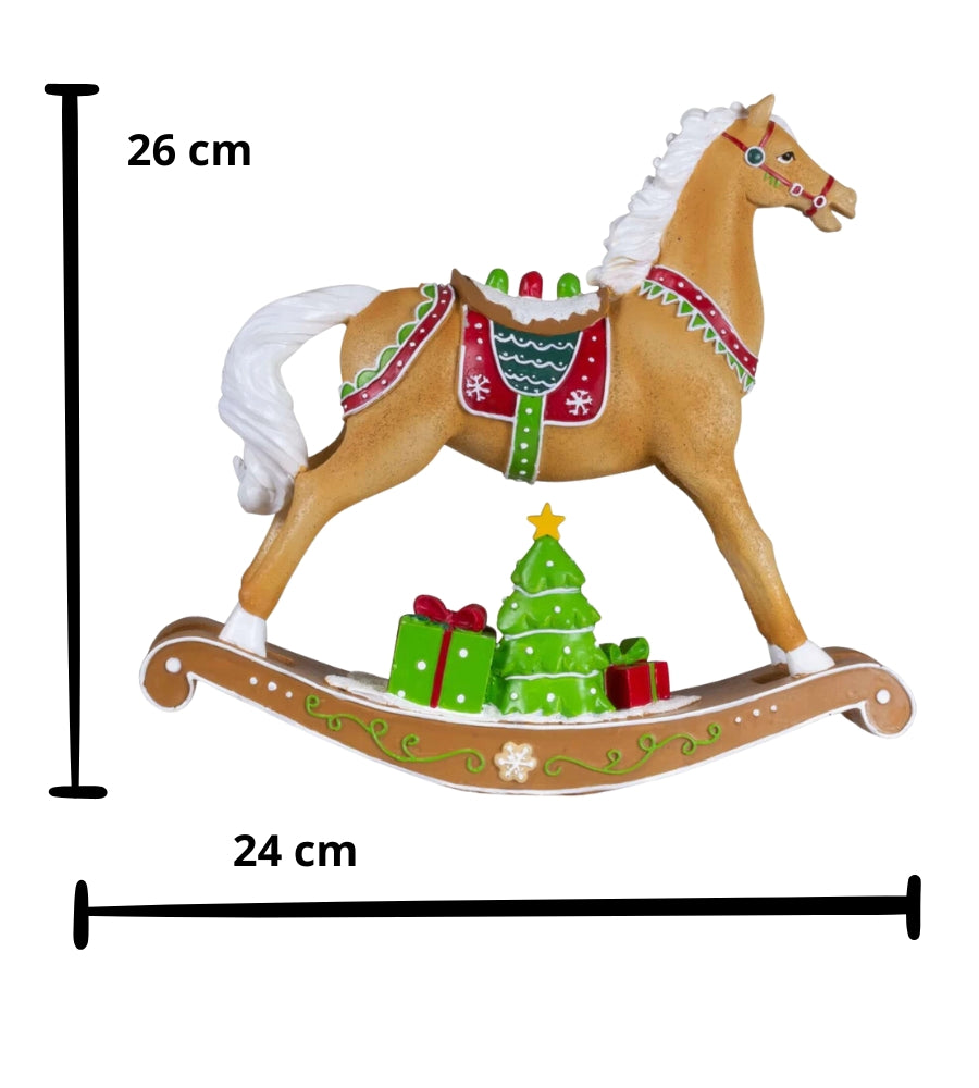Cavallo a Dondolo Statuina Natalizia Vintage 26 X 24 cm Decorazioni di Natale