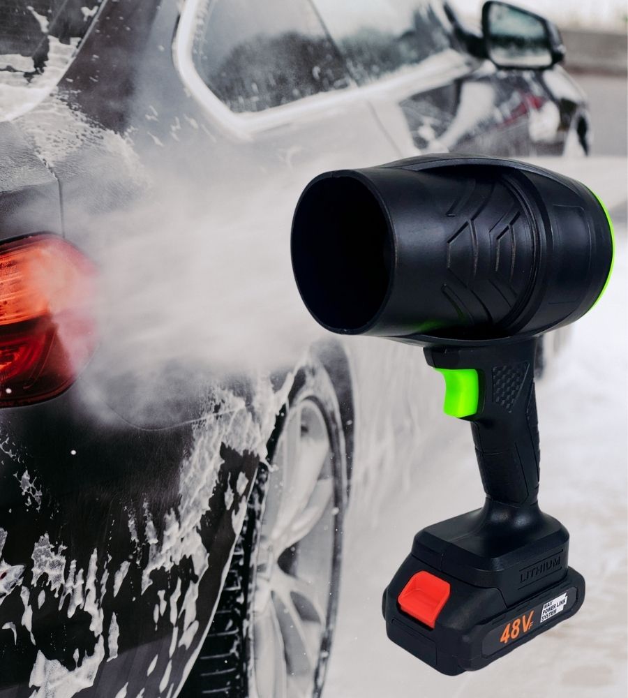 Soffiatore a Batteria con 2 Batterie Foglie Asciugatrice Turbo Ventola Per Auto