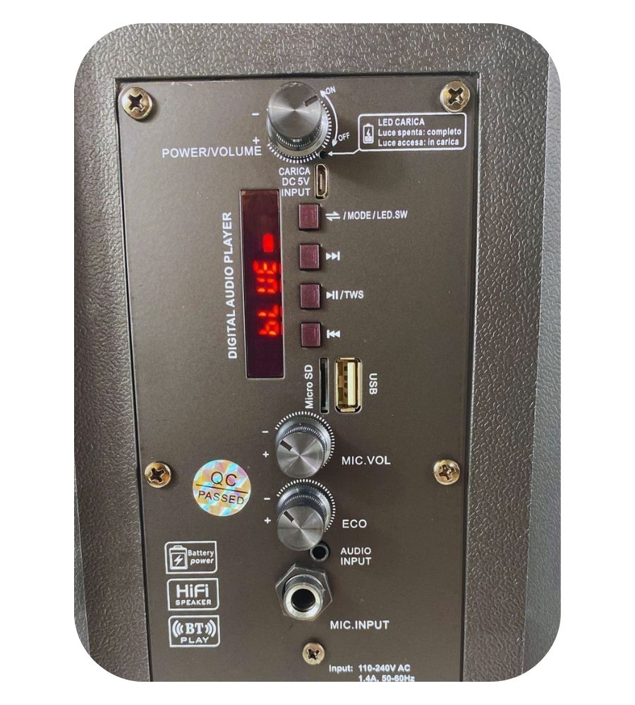 Speaker Cassa Bluetooth Altoparlante Portatile 200W Microfono Telecomando LED