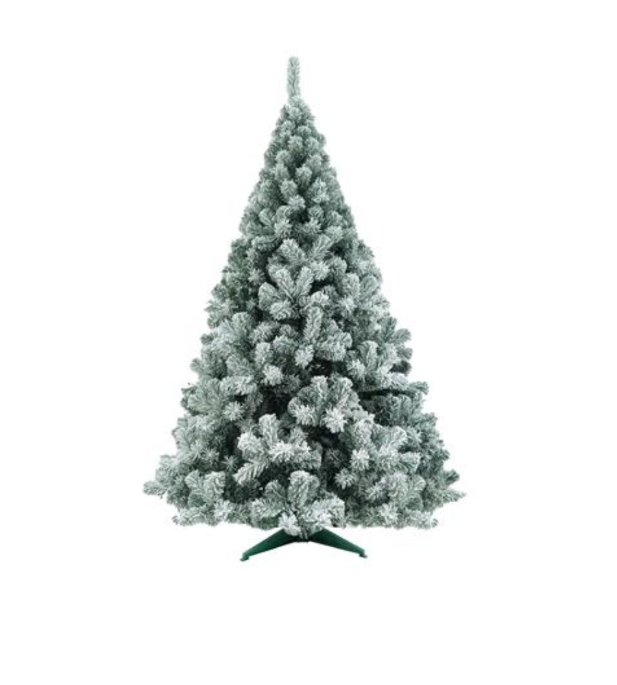 Albero di Natale 150 cm Folto Verde Innevato Artificiale 230 Punte Ø 67 cm Snow