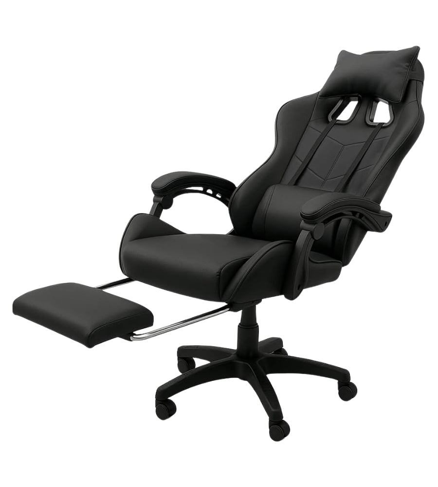 Sedia Gaming Poltrona Scrivania Ufficio Casa Reclinabile con Poggiapiedi Black