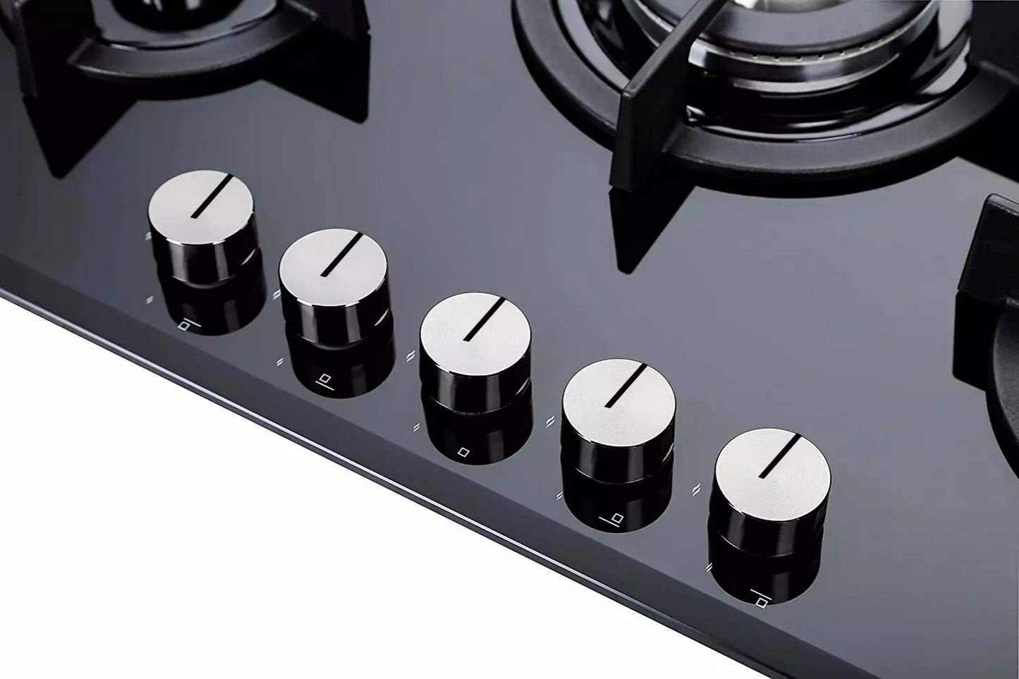 Piano Cottura a Gas 5 Fuochi in Vetroceramica Nero 75 cm da Incasso