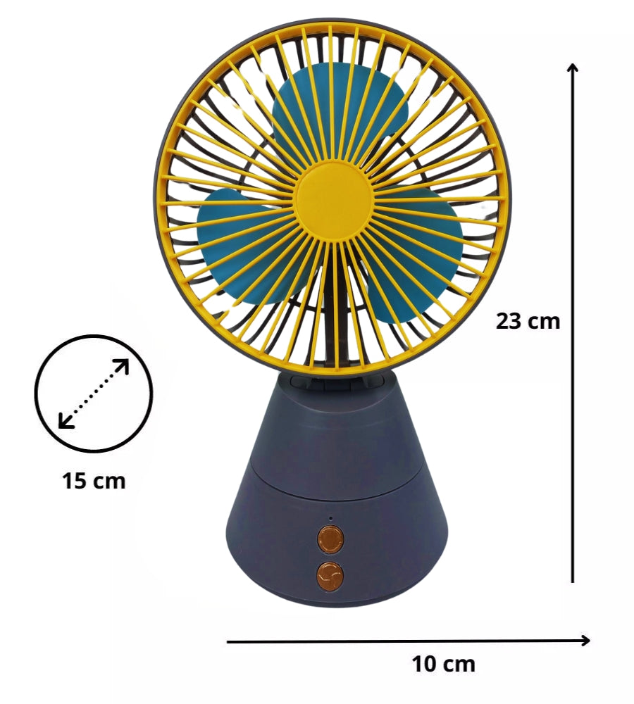 Mini Ventilatore da Tavolo Portatile con Batteria Ricaricabile Luce Led usb