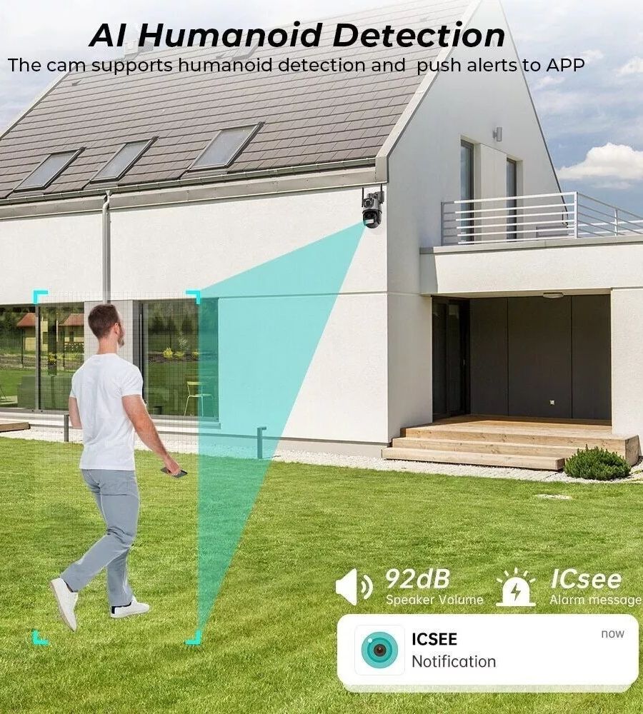 Telecamera WiFi ICSEE Sicurezza Motorizzata 4K Doppio Obiettivo Esterno IP66