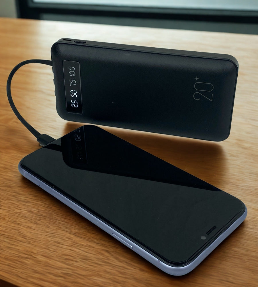 Power Bank 20000 mAh Caricabatterie Portatile Alta Velocità 4 Cavi USB Luce LED