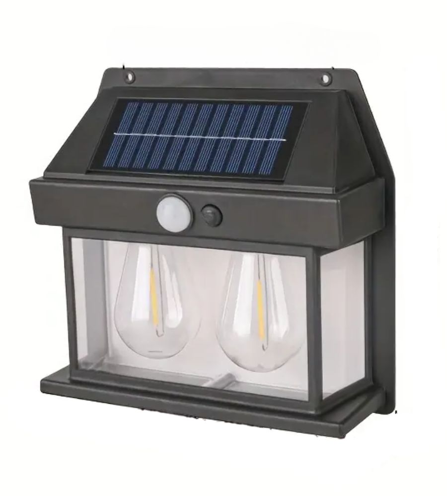 Lampada da Esterno ad Energia Solare Doppio LED Crepuscolare da Giardino Parete