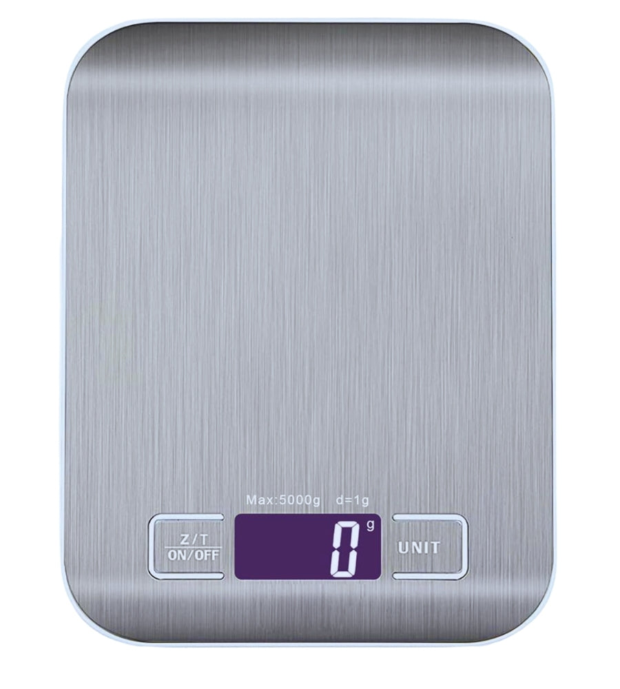Bilancia da Cucina Digirtale Acciaio Inox Display LCD 0,1- 5Kg Tara Peso Preciso