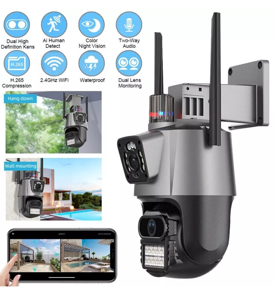 Telecamera WiFi ICSEE Sicurezza Motorizzata 4K Doppio Obiettivo Esterno IP66
