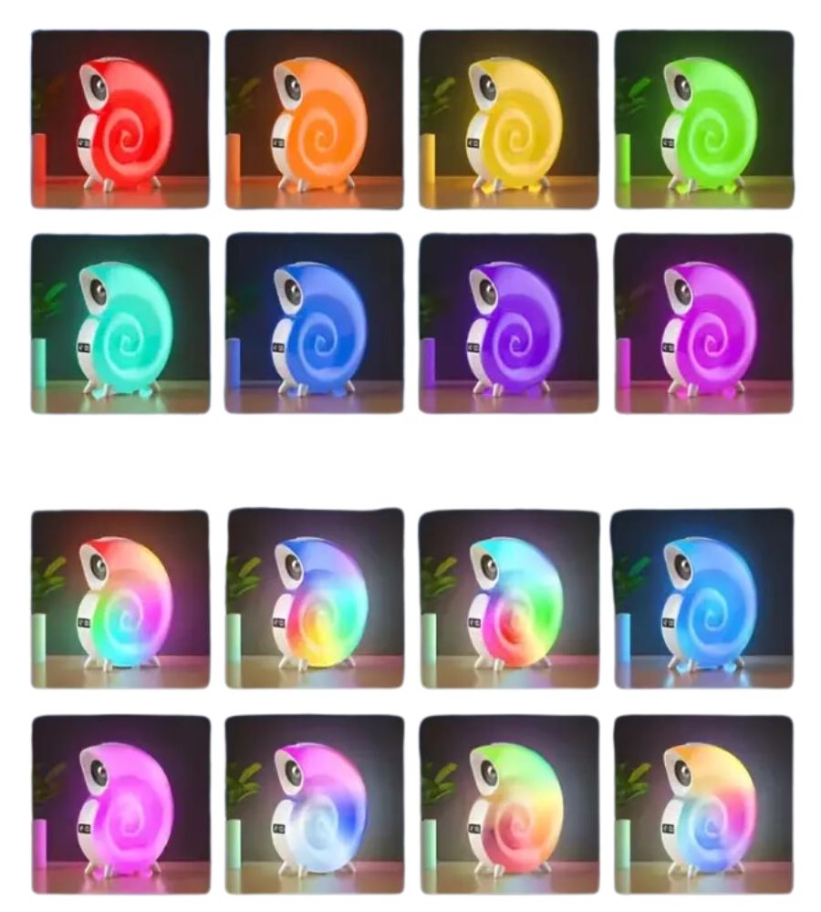 Cassa Speaker BT Lampada LED RGB Conchiglia con Orologio Display e Sveglia