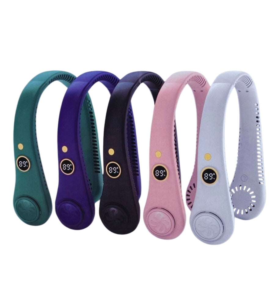Ventilatore Da Collo Ricaricabile USB Portatile Sport Display 5 Livelli Aria