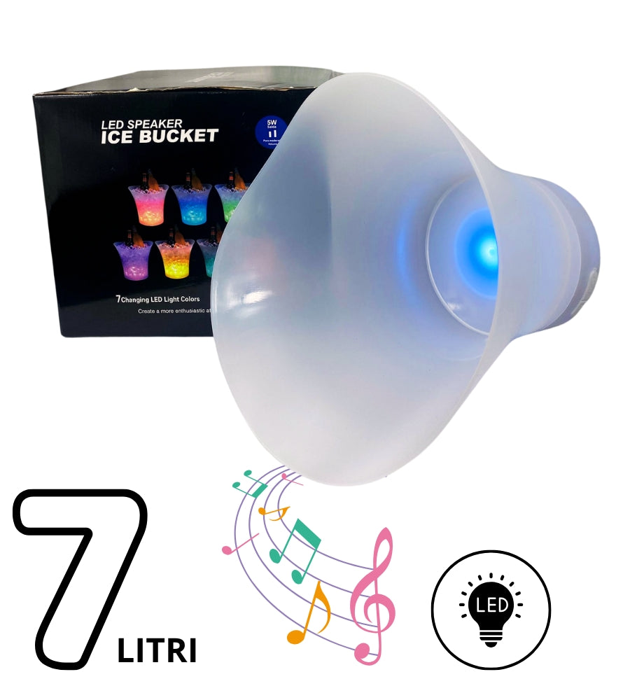 Secchiello Ghiaccio Seau Glaces Cestello 7 Litri LED RGB con Speaker Bluetooth