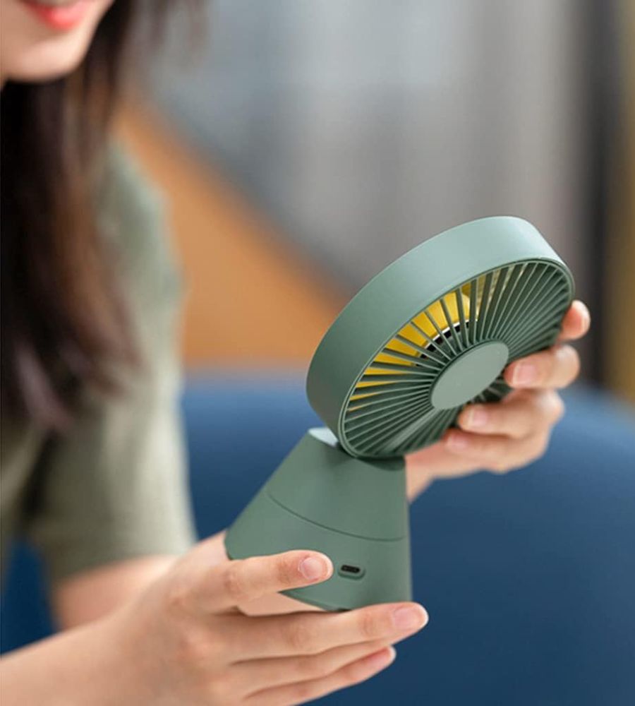 Mini Ventilatore da Tavolo Portatile con Batteria Ricaricabile Luce Led usb