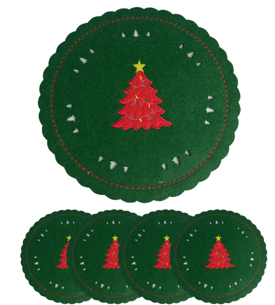 Pack 4 Sottopiatti Natalizi in Feltro Buone Feste Decorazioni Tavola 30 cm Addobbi Natale