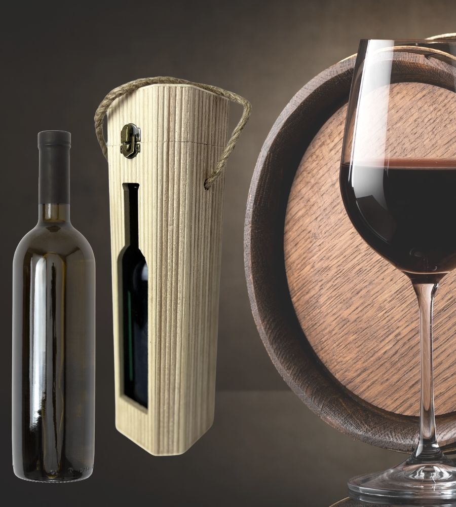 Cassetta Portabottiglie in Legno Verticale Scatola Bottiglie Vino Decoupage