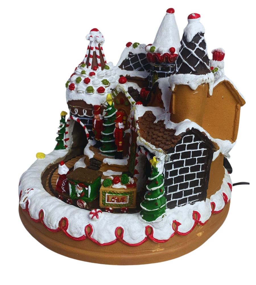Scenario Natalizio Villaggio Babbo Natale Cake Treno Luci Suoni e Movimento