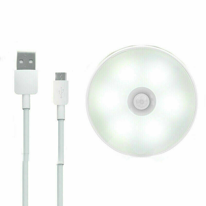 Lampada LED Sensore Movimento Segna Passo Ricaricabile USB 6W Luce Bianca 2 Pz