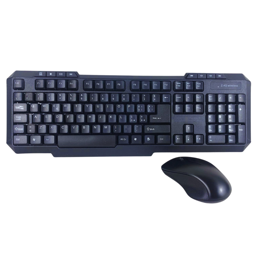 Tastiera e Mouse Wireless Senza Fili Layout Italiano Querty Combo PC Desktop