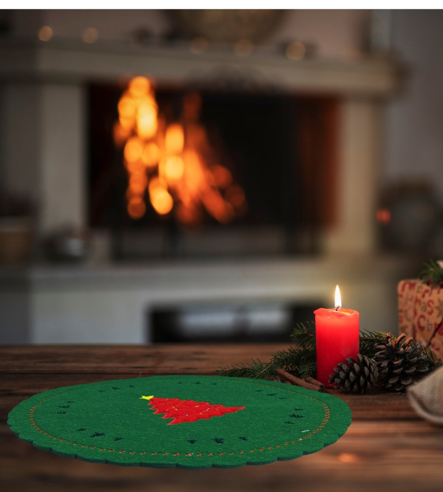 Pack 4 Sottopiatti Natalizi in Feltro Buone Feste Decorazioni Tavola 30 cm Addobbi Natale