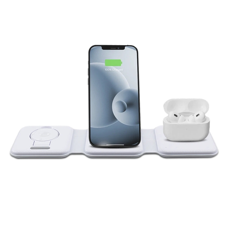 Caricabatteria Mag Safe Wireless 3 in 1 Magnetico Pieghevole Smartphone 15W